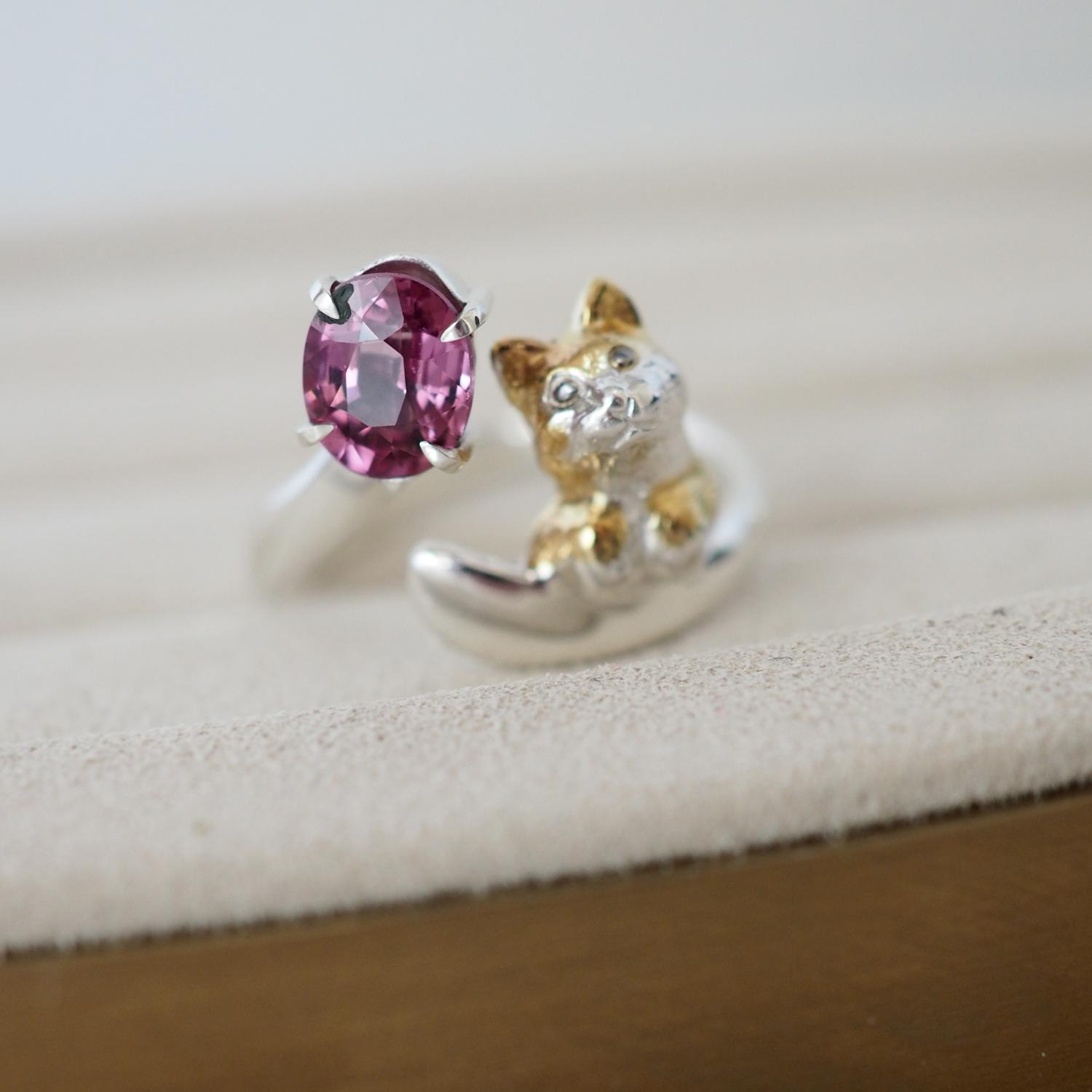 マラヤガーネット茶白猫リング1枚目の画像