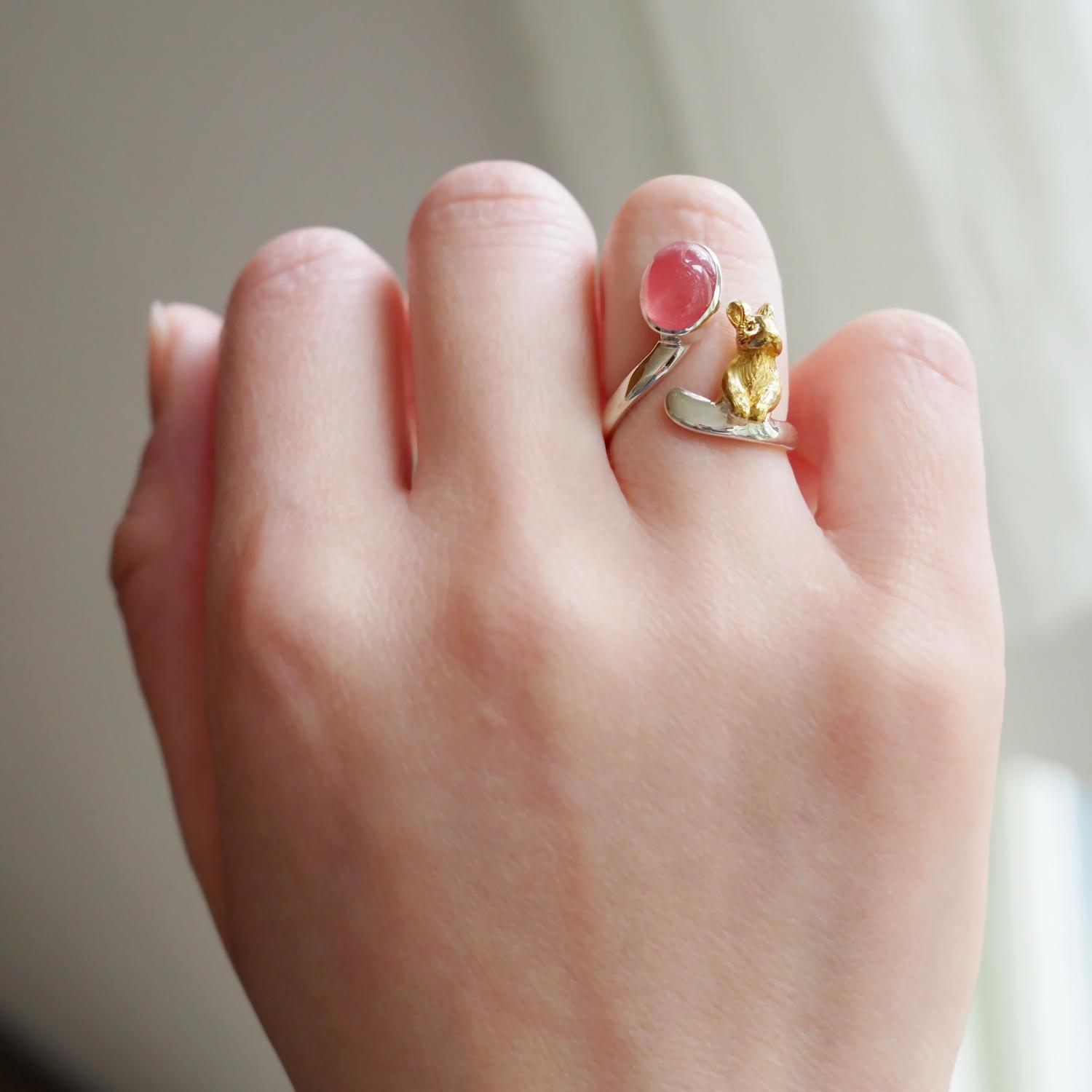 いろどりうさぎリング インカローズ2.85ct | 2枚目