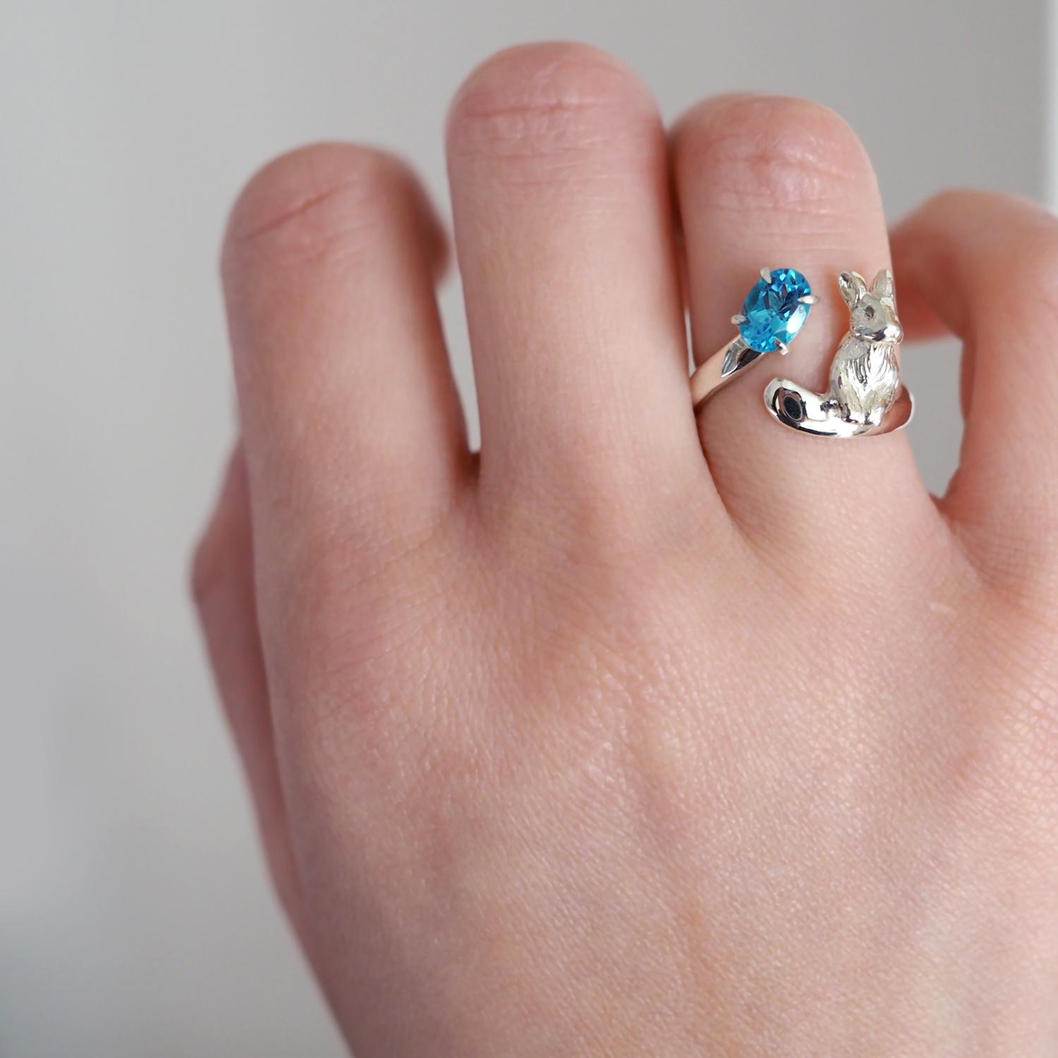 いろどりうさぎリング ブルートパーズ | 3枚目