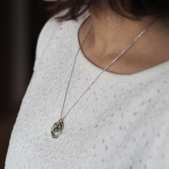 麗ペンダント（ブルートパーズ＆ルビー）／SILVER | 4枚目