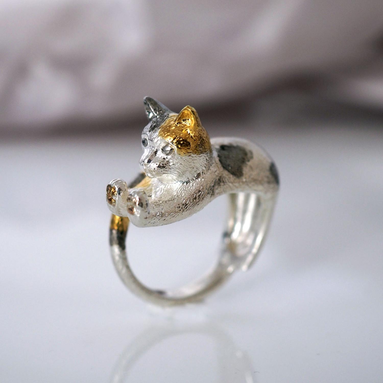 むぎゅっと手で押す猫リング | 2枚目