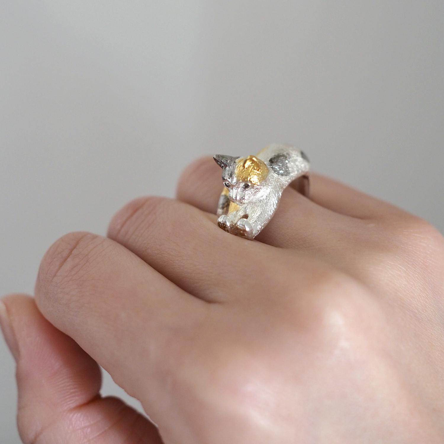 むぎゅっと手で押す猫リング | 4枚目