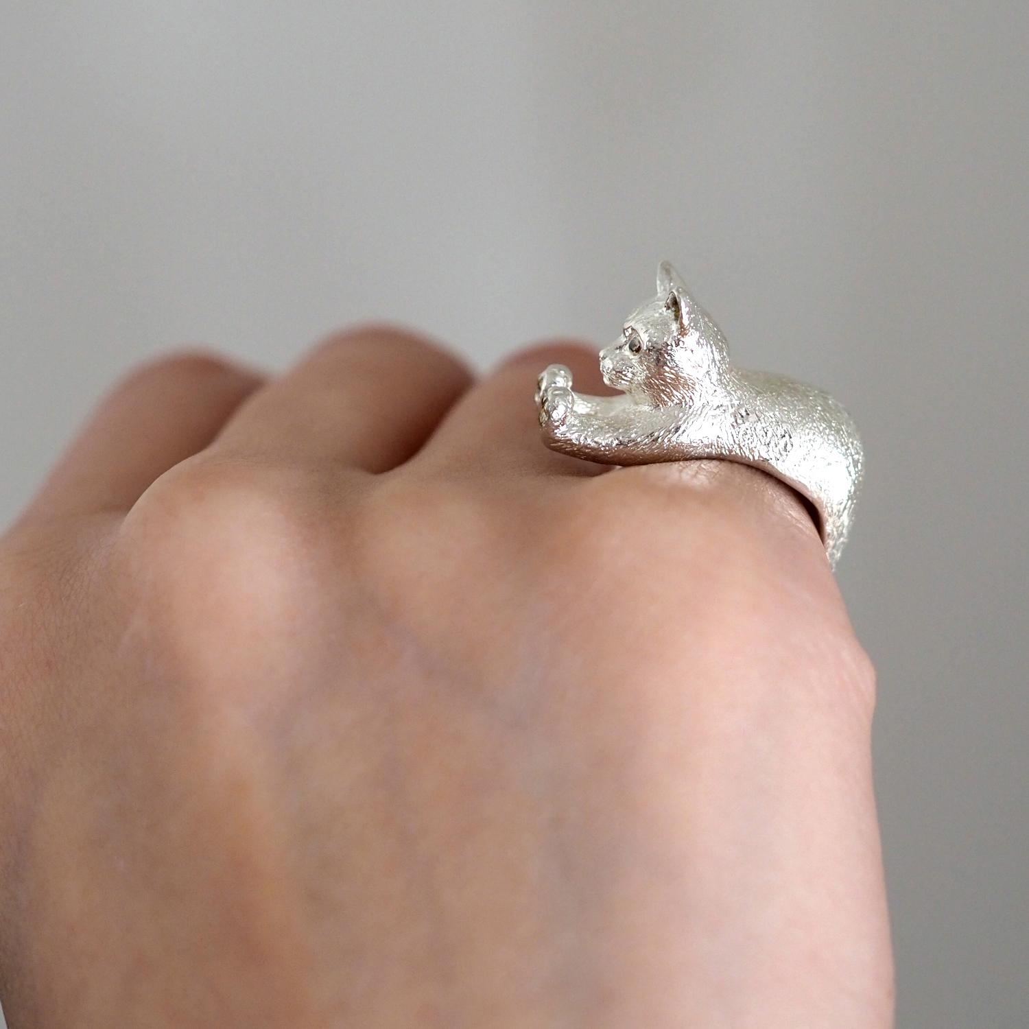 むぎゅっと手で押す猫リング | 5枚目