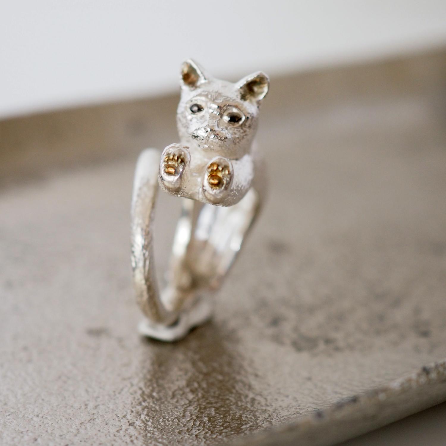 むぎゅっと手で押す猫リング | 8枚目