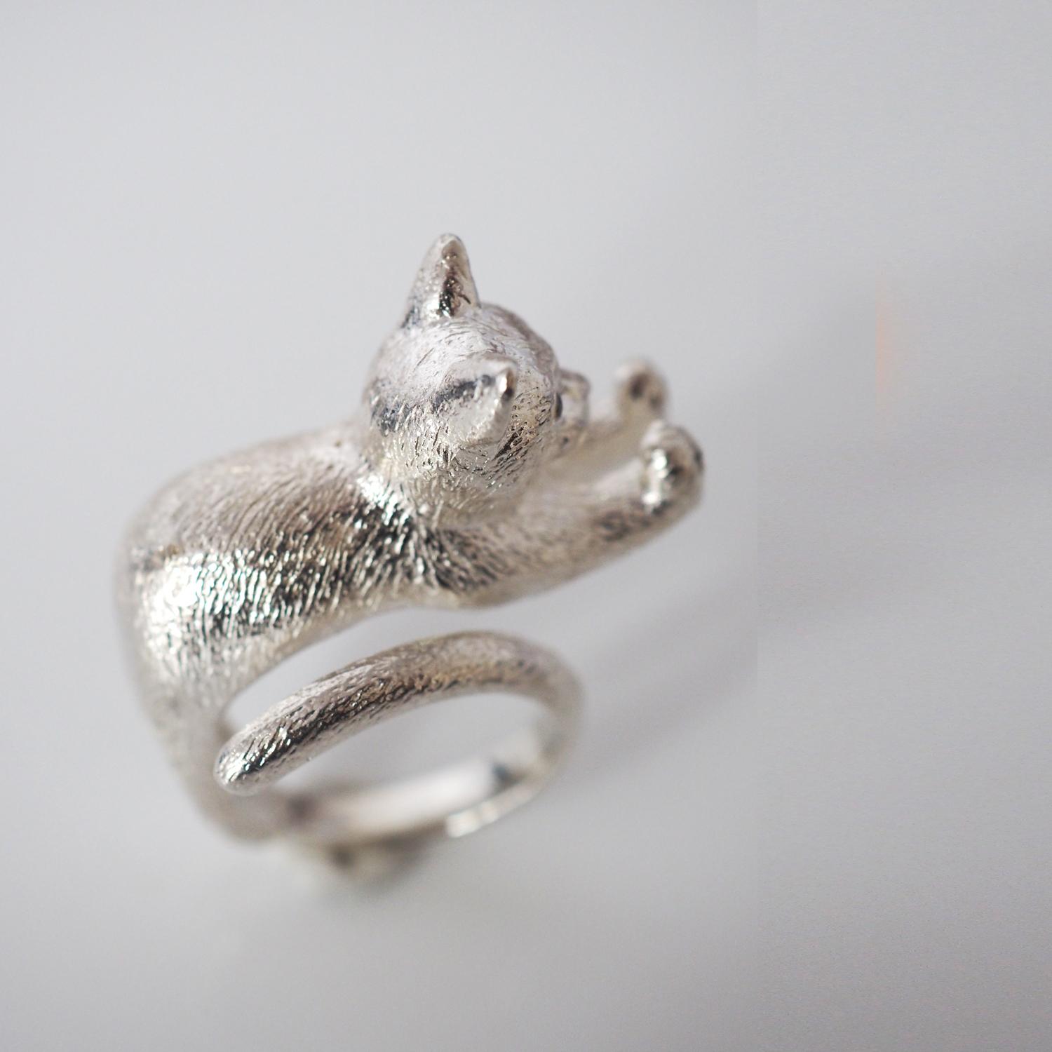 むぎゅっと手で押す猫リング | 9枚目