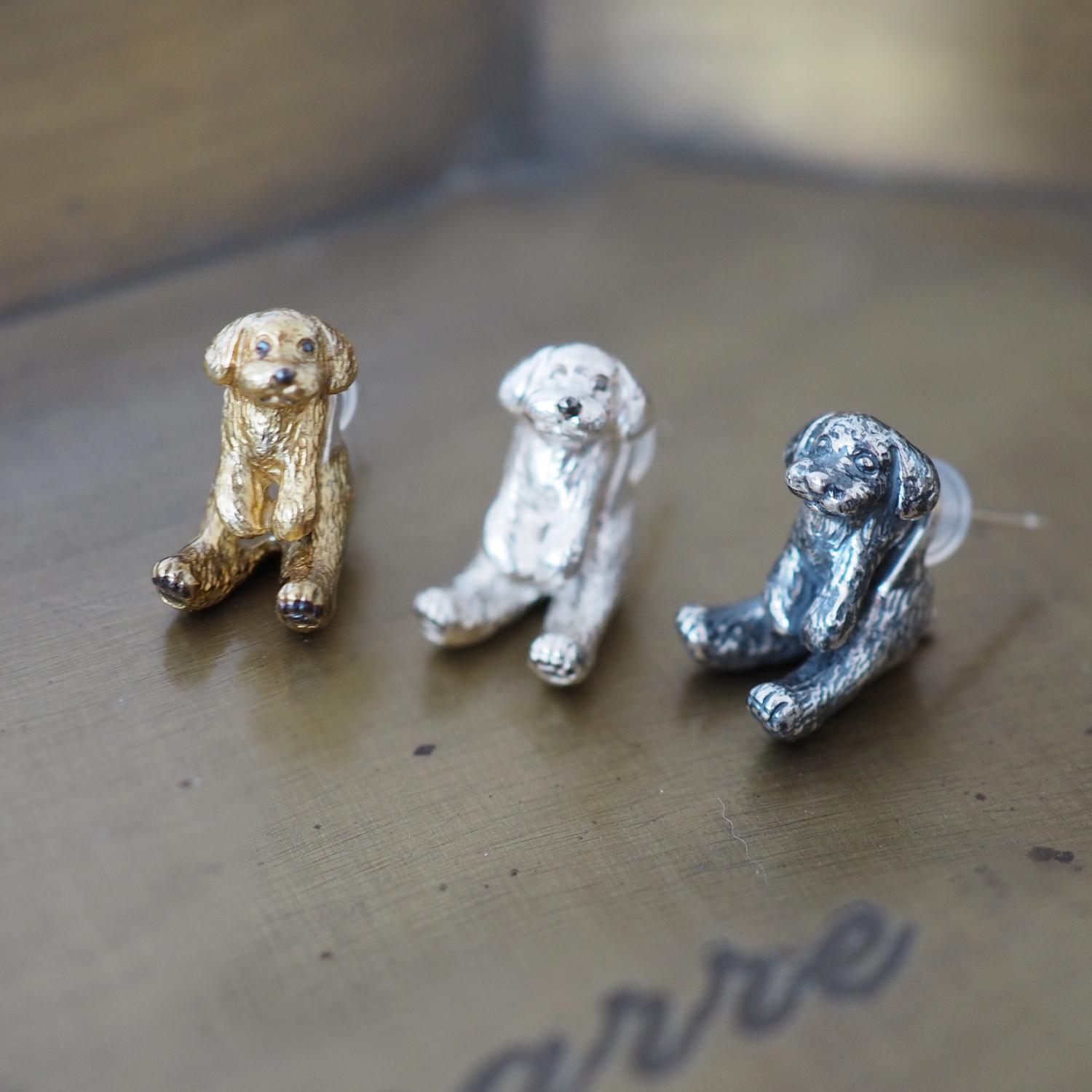 もこもこトイプードルSilverピアス 片耳1枚目の画像