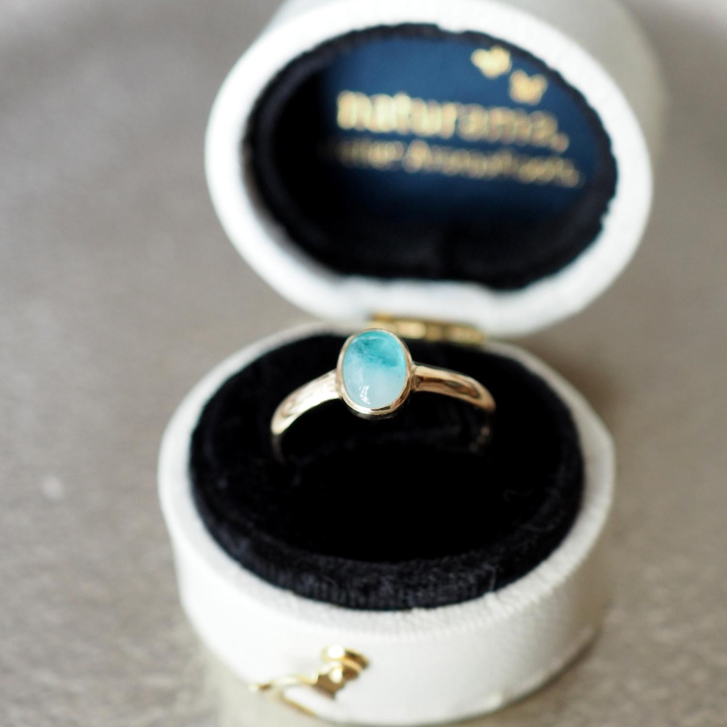 K18パライバトルマリンインクオーツリング 10号