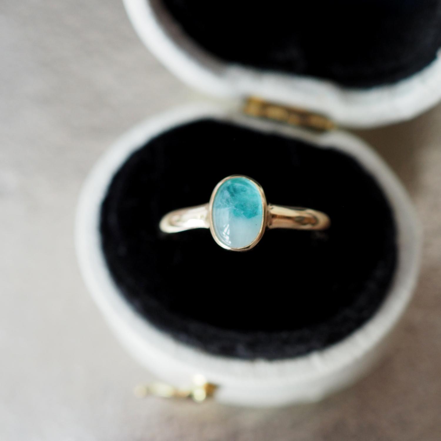 K18パライバトルマリンインクオーツリング 10号 | 2枚目