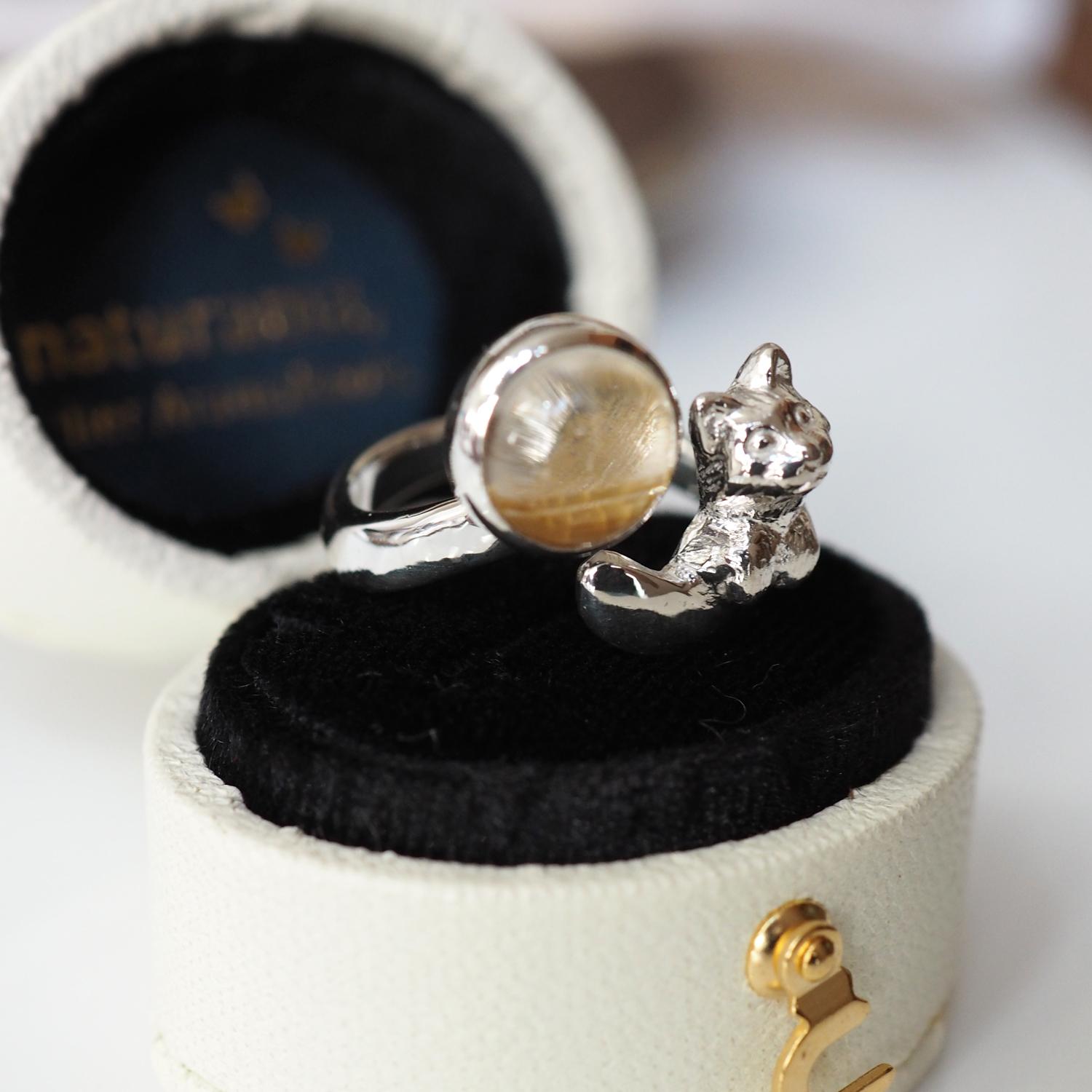 語りかける猫リング ルチルクオーツ 11号 | 2枚目