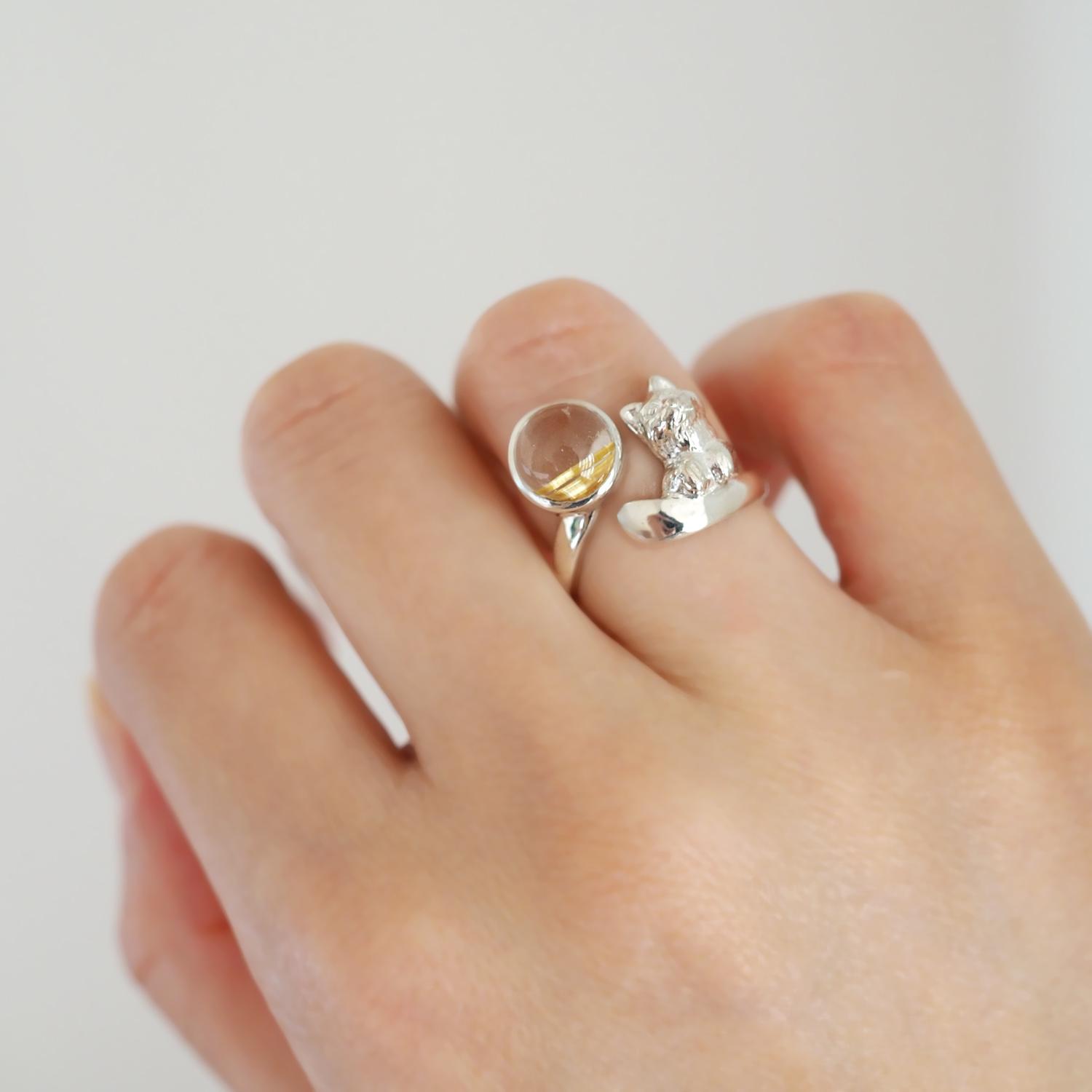 語りかける猫リング ルチルクオーツ 11号 | 4枚目