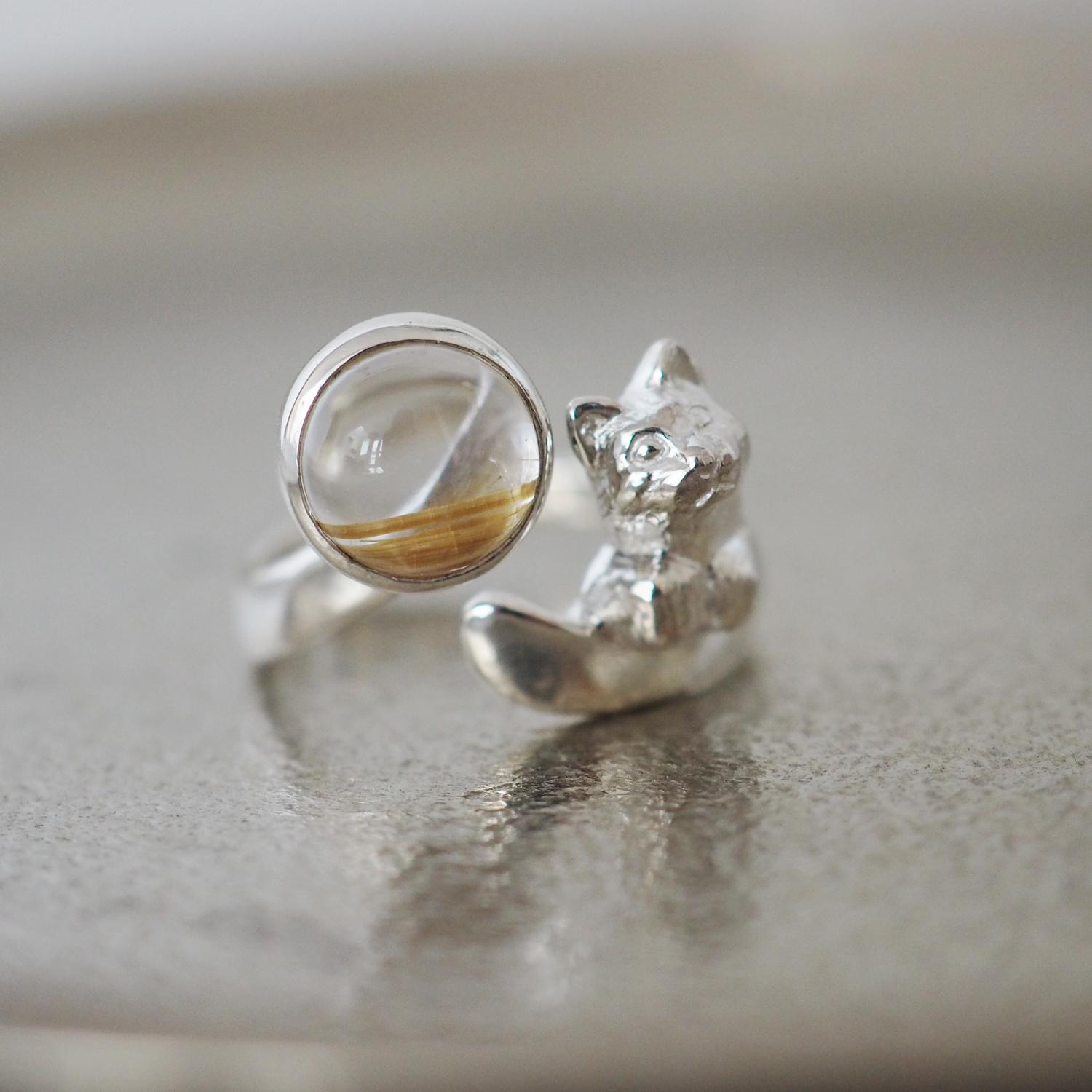 語りかける猫リング ルチルクオーツ 11号 | 5枚目