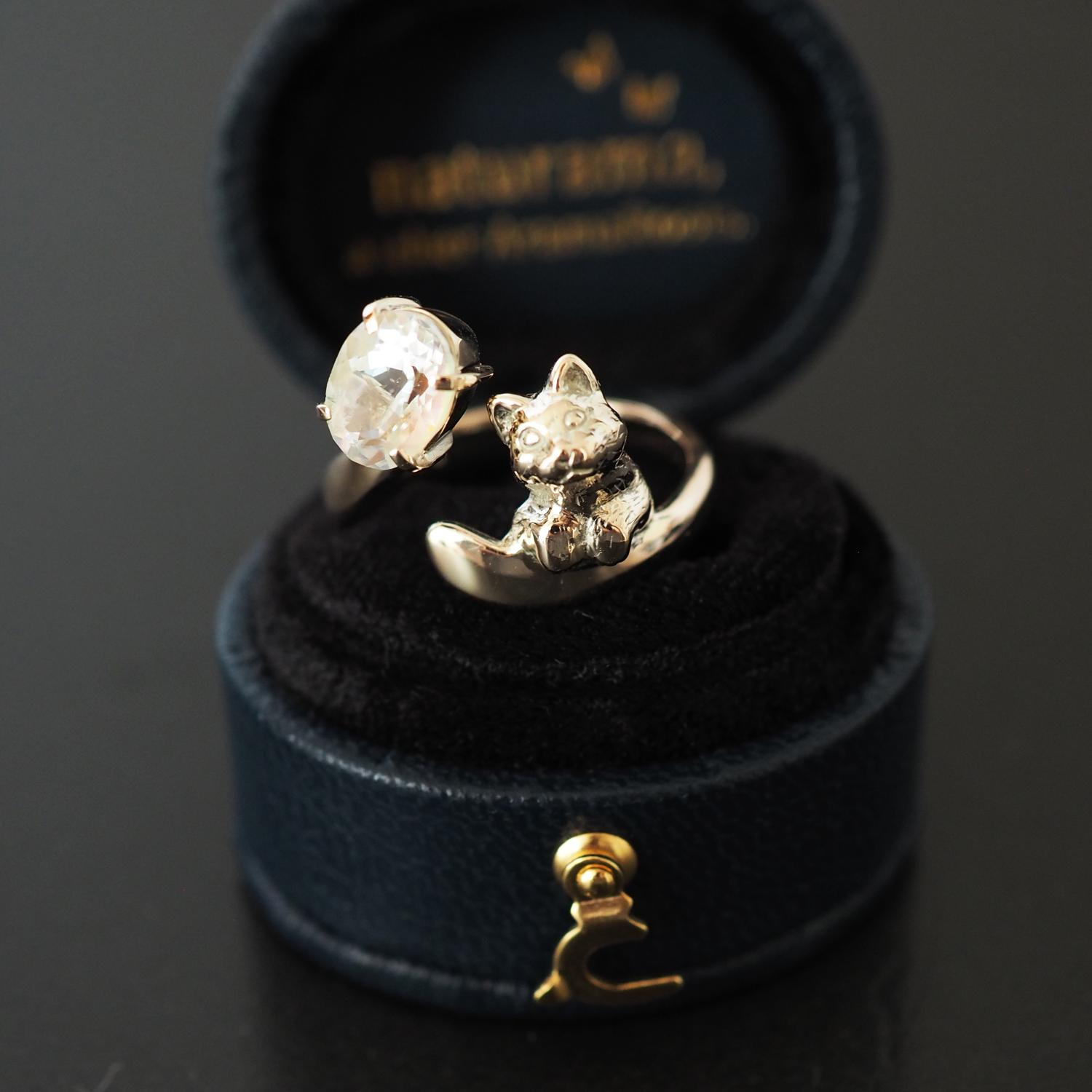 K10 アンデシンラブラドライト 猫リング 12号1枚目の画像