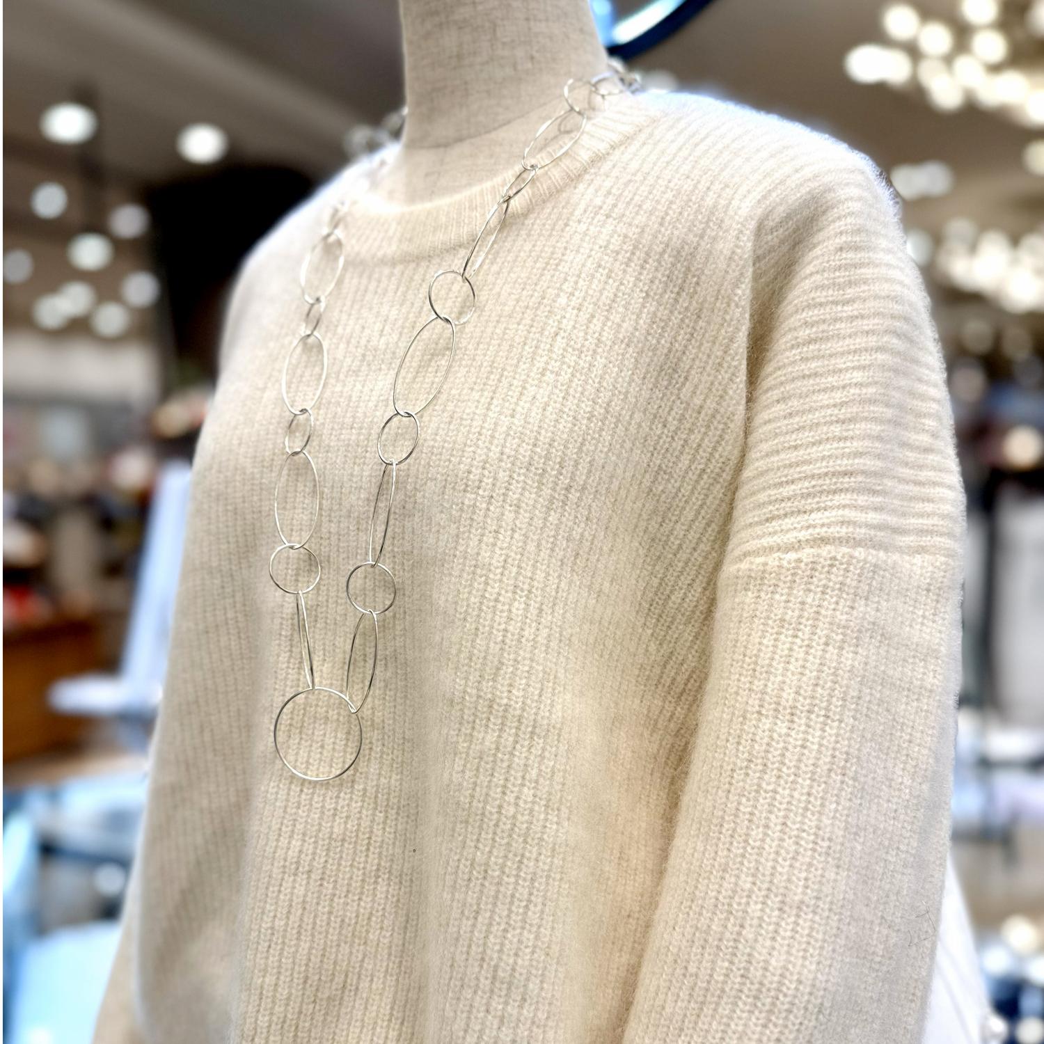 Silverオーバルループ チェーンネックレス1枚目の画像