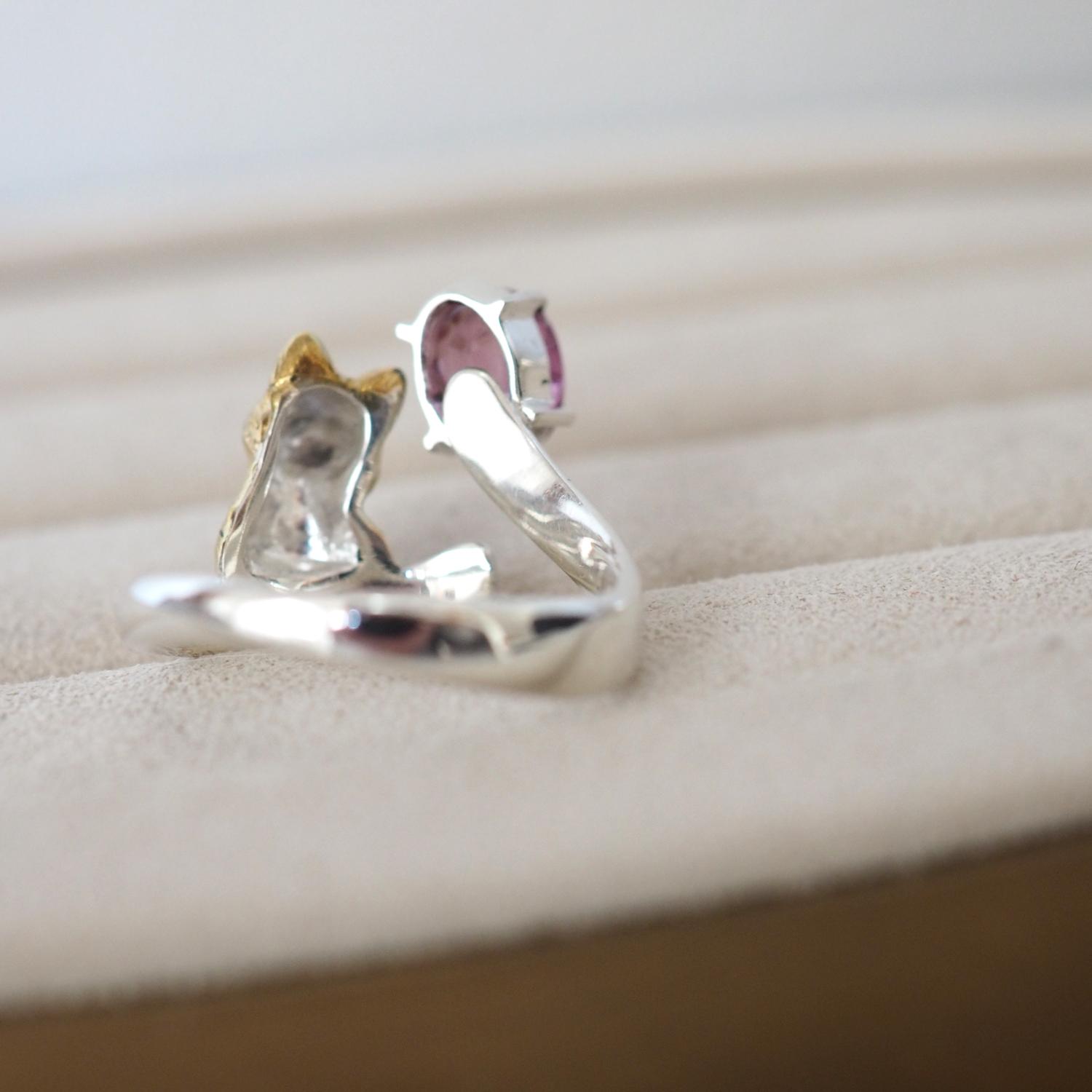 マラヤガーネット茶白猫リング | 7枚目