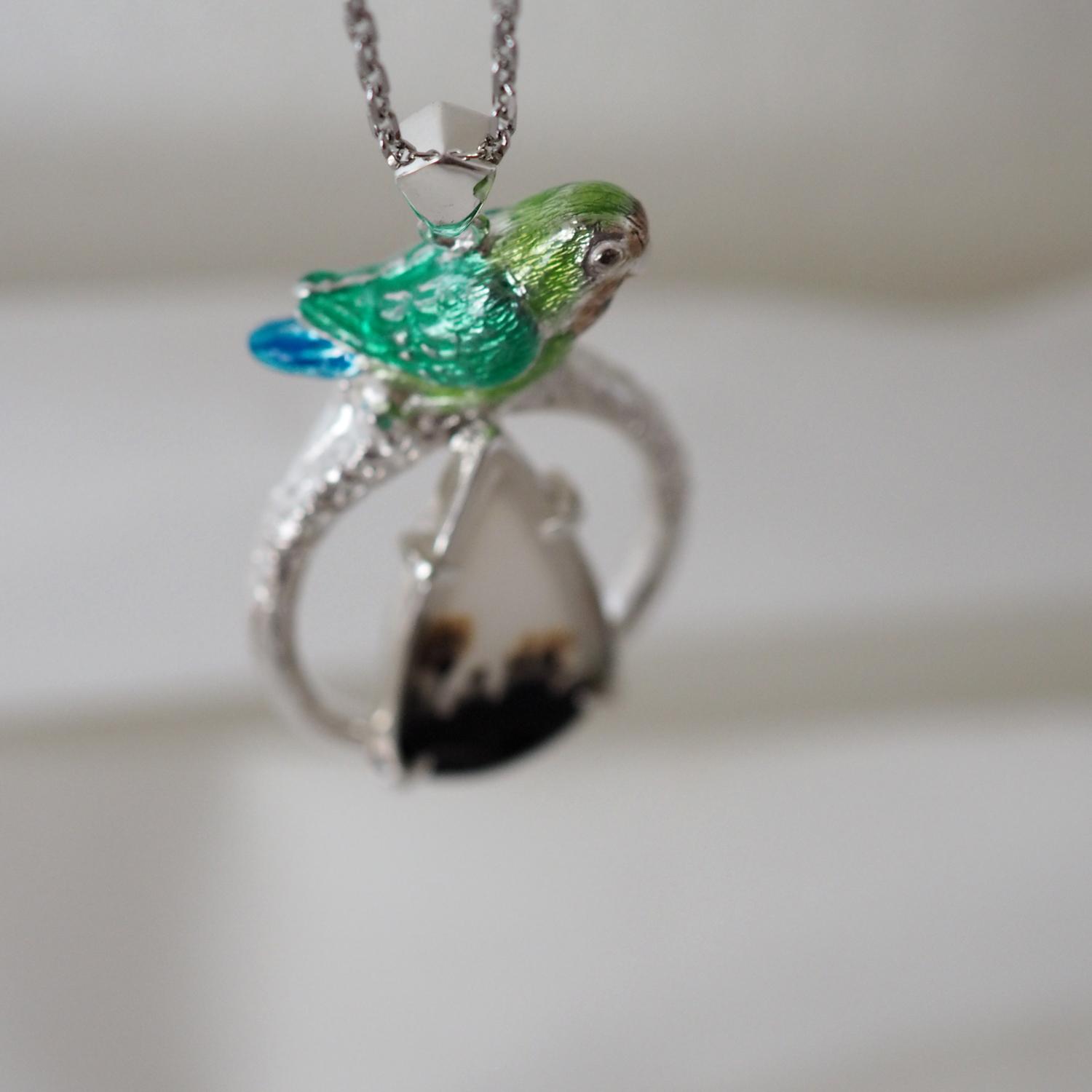 デンドリティックアゲートとコザクラインコペンダント | 7枚目