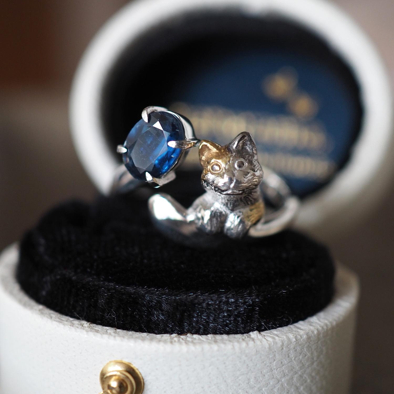 カイヤナイト三毛猫リング | 2枚目
