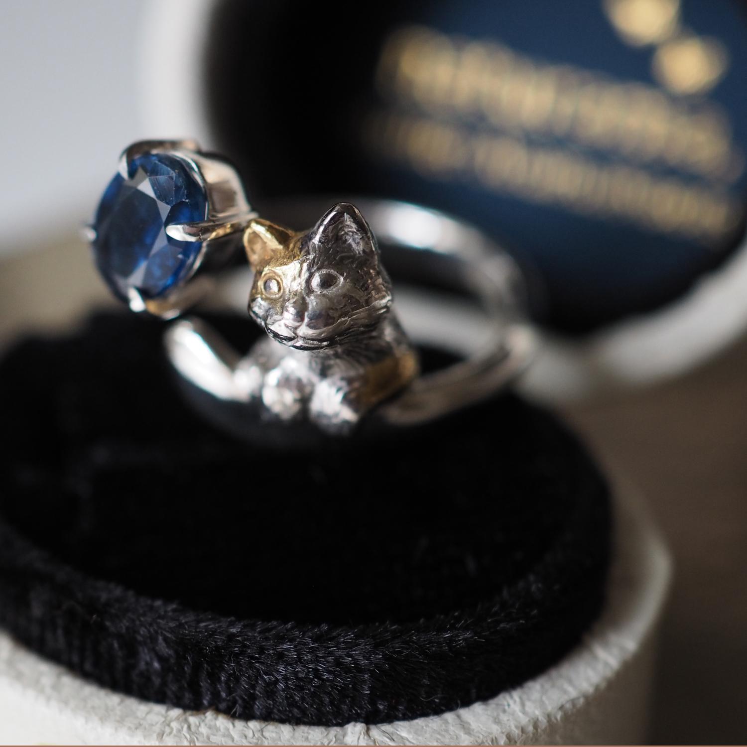 カイヤナイト三毛猫リング | 4枚目