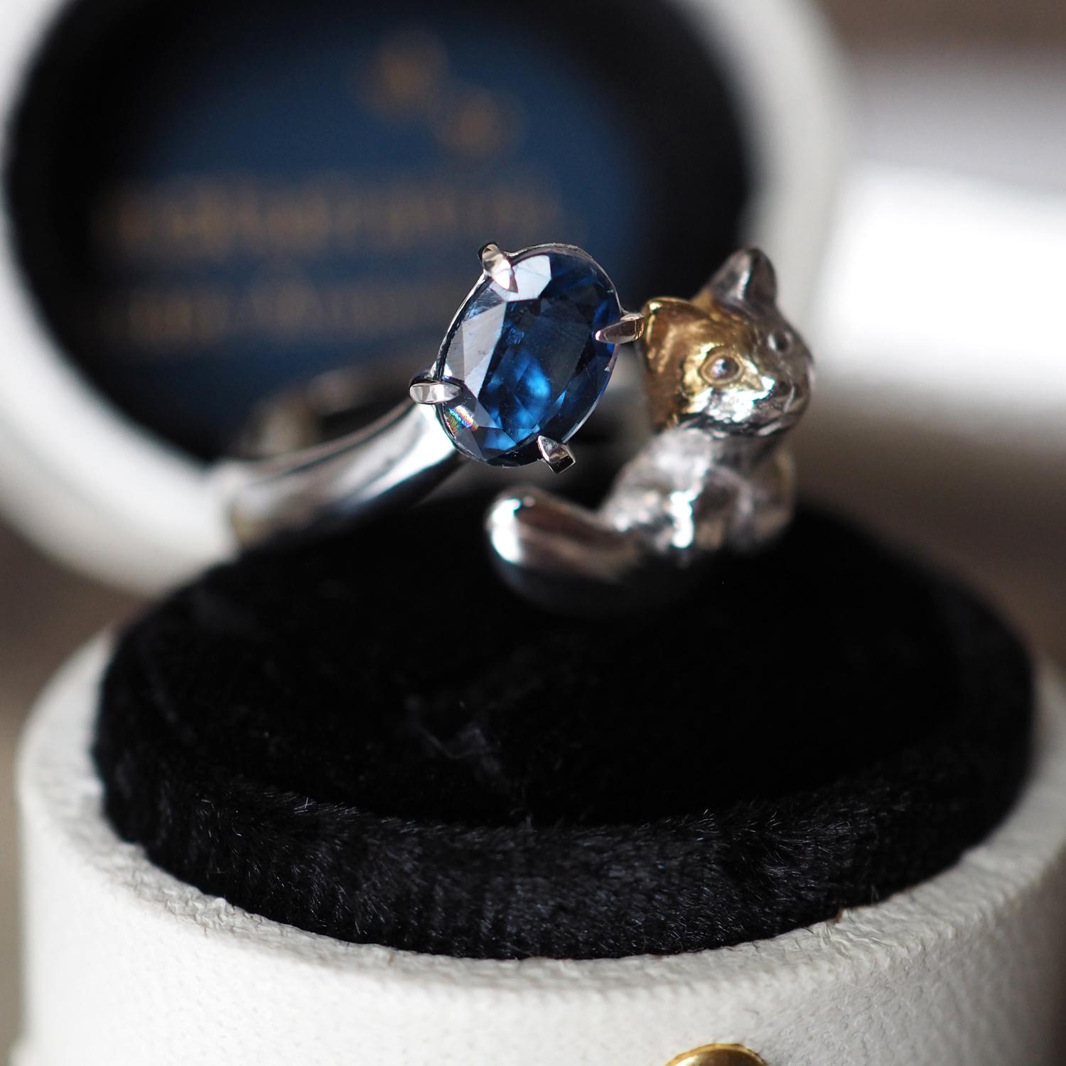 カイヤナイト三毛猫リング | 5枚目